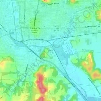 Topografisk karta Whites, höjd, relief