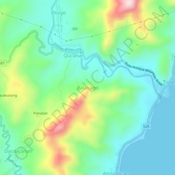 Topografisk karta Balabago, höjd, relief