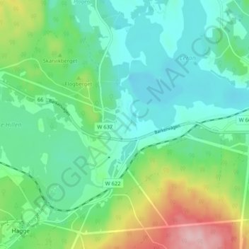 Topografisk karta Lernbo, höjd, relief