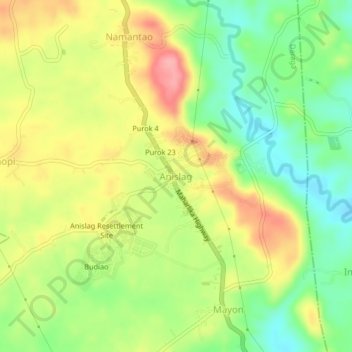 Topografisk karta Anislag, höjd, relief