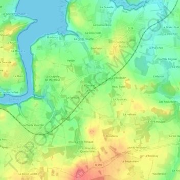 Topografisk karta La Gare, höjd, relief