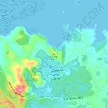 Topografisk karta Pihoe, höjd, relief