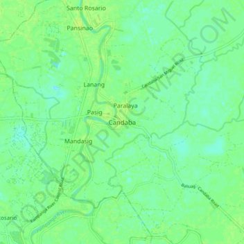 Topografisk karta Candaba, höjd, relief