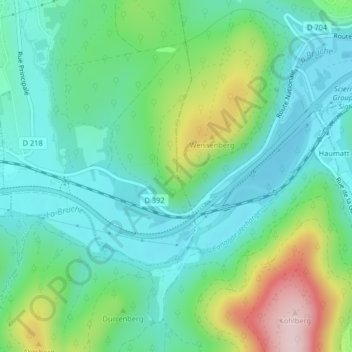 Topografisk karta Rocher du Corbeau, höjd, relief
