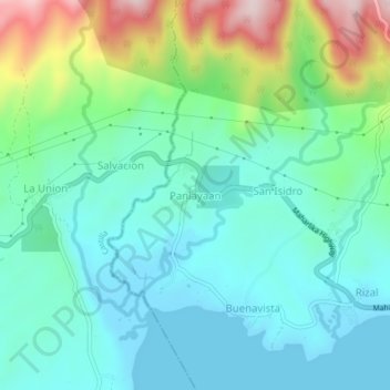 Topografisk karta Panlayaan, höjd, relief