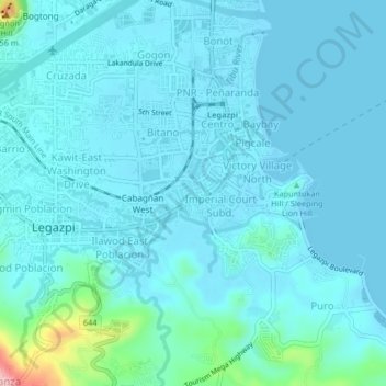 Topografisk karta Cabagñan East, höjd, relief