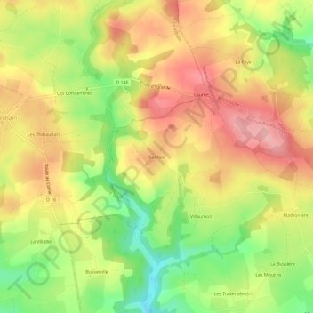 Topografisk karta Bonfaix, höjd, relief
