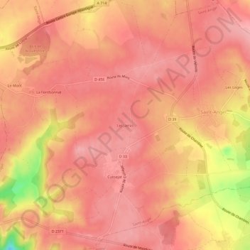 Topografisk karta Les Jarras, höjd, relief