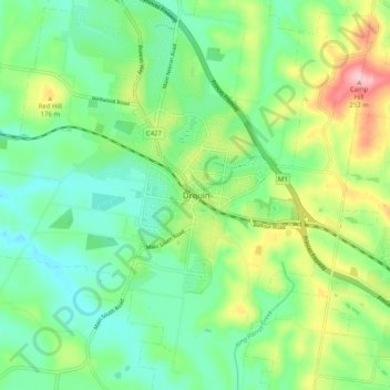 Topografisk karta Drouin, höjd, relief