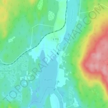 Topografisk karta Asphyttan, höjd, relief