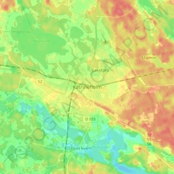 Topografisk karta Katrineholm, höjd, relief
