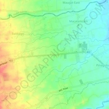 Topografisk karta Alupay, höjd, relief