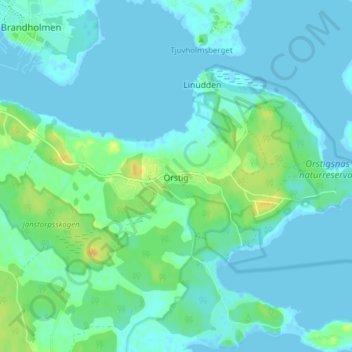 Topografisk karta Örstig, höjd, relief