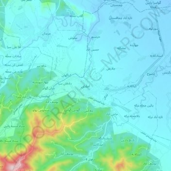 Topografisk karta Amlash, höjd, relief