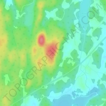 Topografisk karta Udden, höjd, relief