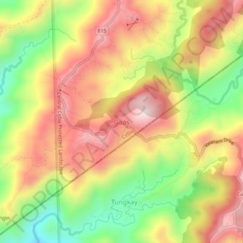 Topografisk karta Gaas, höjd, relief