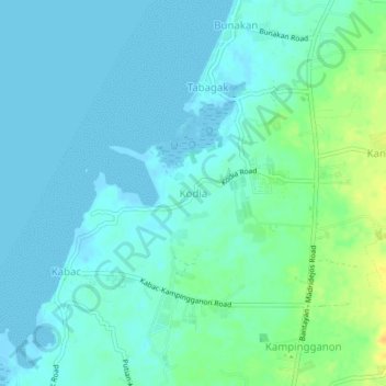 Topografisk karta Kodia, höjd, relief