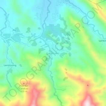 Topografisk karta Lamhako, höjd, relief