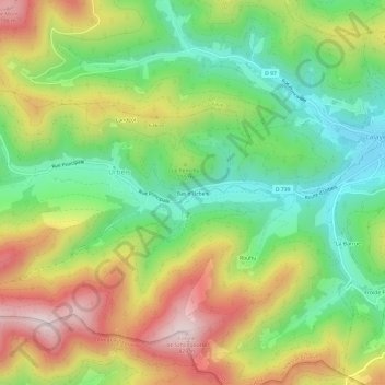 Topografisk karta Bas d'Urbeis, höjd, relief