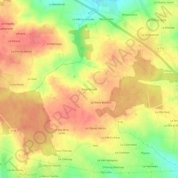 Topografisk karta Saint Enogat, höjd, relief