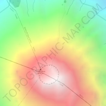 Topografisk karta Tungurahua Volcano, höjd, relief