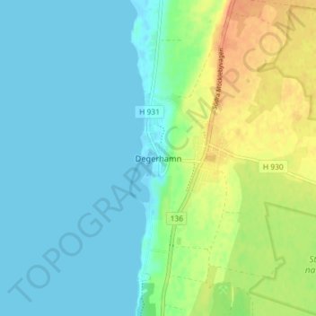 Topografisk karta Degerhamn, höjd, relief