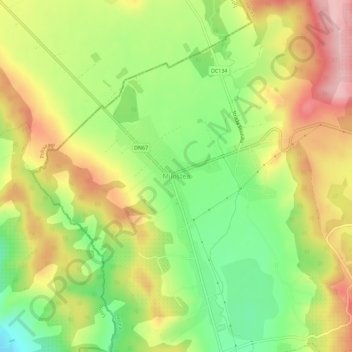 Topografisk karta Milostea, höjd, relief