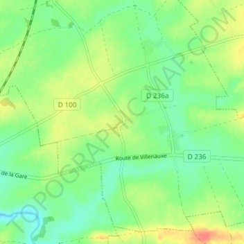 Topografisk karta Chennetron, höjd, relief