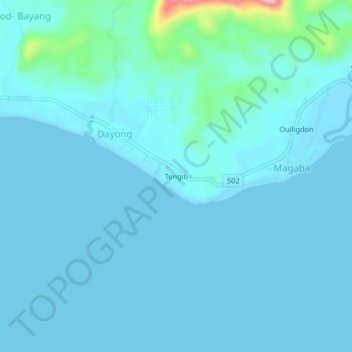 Topografisk karta Tengib, höjd, relief