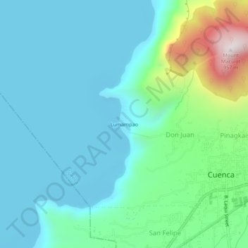 Topografisk karta Lumampao, höjd, relief