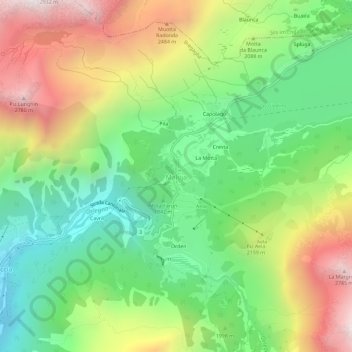Topografisk karta Maloja, höjd, relief