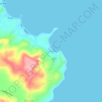 Topografisk karta Lamba, höjd, relief