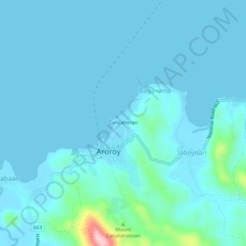 Topografisk karta Managanaga, höjd, relief