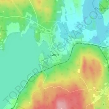 Topografisk karta Gyttorp, höjd, relief