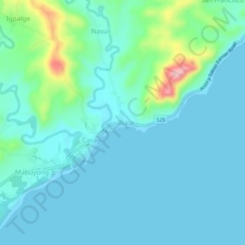 Topografisk karta Iba, höjd, relief