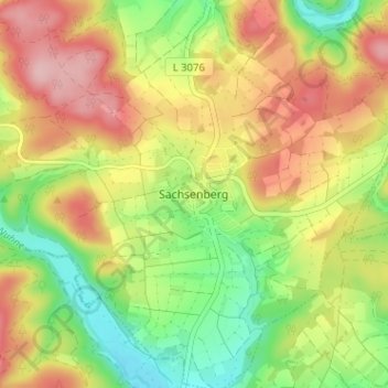 Topografisk karta Sachsenberg, höjd, relief