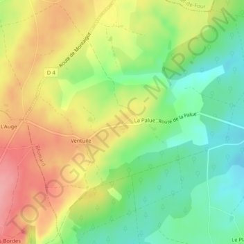 Topografisk karta Les Bernards, höjd, relief