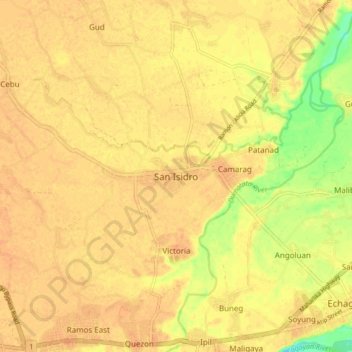 Topografisk karta San Isidro, höjd, relief