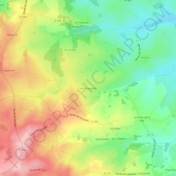Topografisk karta Les Pinguelles, höjd, relief