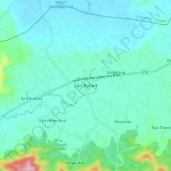 Topografisk karta San Rafael, höjd, relief