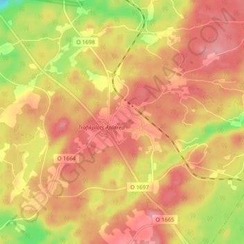 Topografisk karta Aplared, höjd, relief