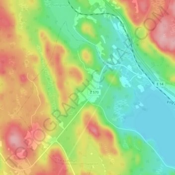 Topografisk karta Hållborgen, höjd, relief