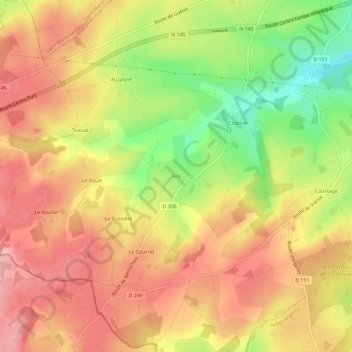 Topografisk karta Aire, höjd, relief