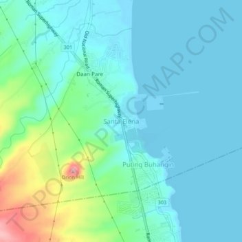 Topografisk karta Santa Elena, höjd, relief