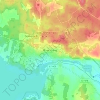 Topografisk karta Borensberg, höjd, relief