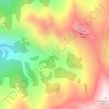 Topografisk karta Pindus, höjd, relief