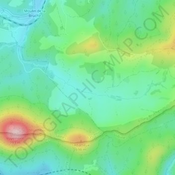 Topografisk karta Le Hang, höjd, relief