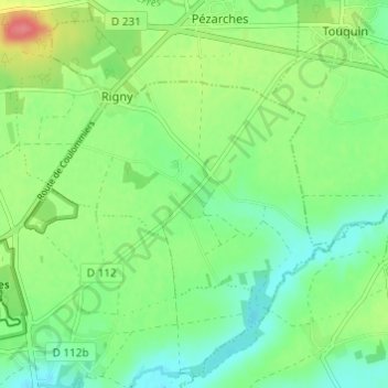 Topografisk karta Ormeaux, höjd, relief