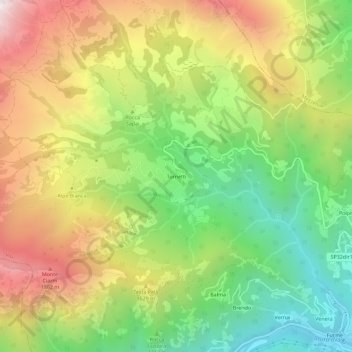 Topografisk karta Tornetti, höjd, relief