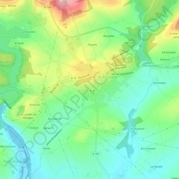 Topografisk karta La Gare, höjd, relief